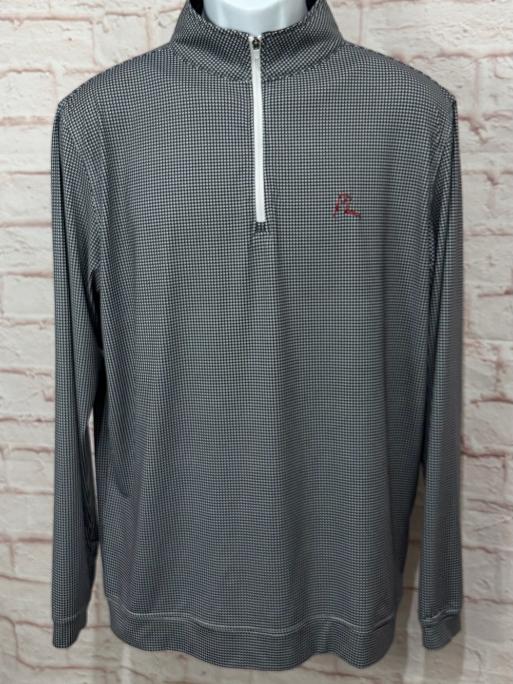 Rhoback Performance Quarter Zip Pullover Black White Houndstooth Size Medium!